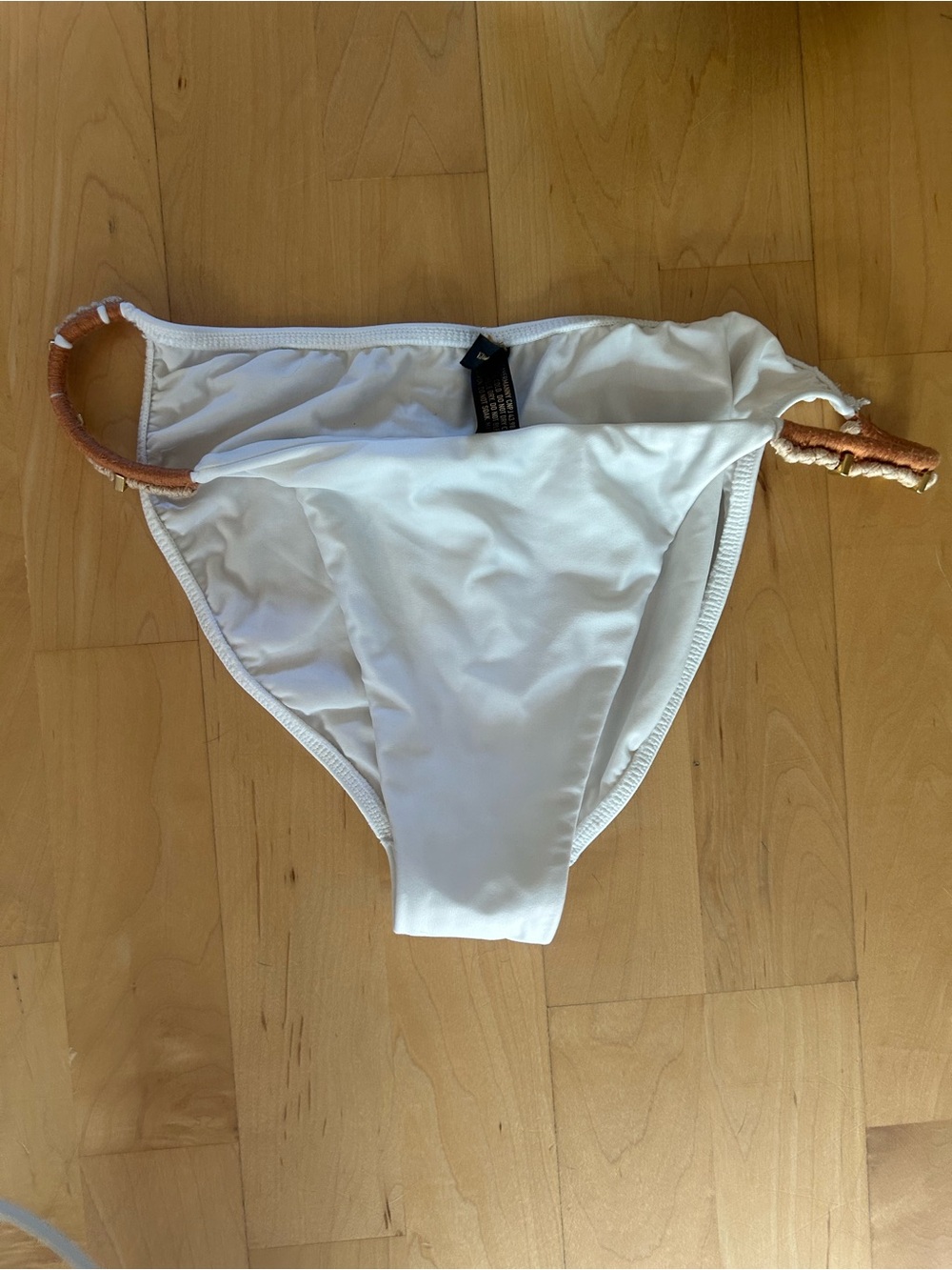 Women’s Banana Republic White Swim Bottoms with Tan Strap Detail